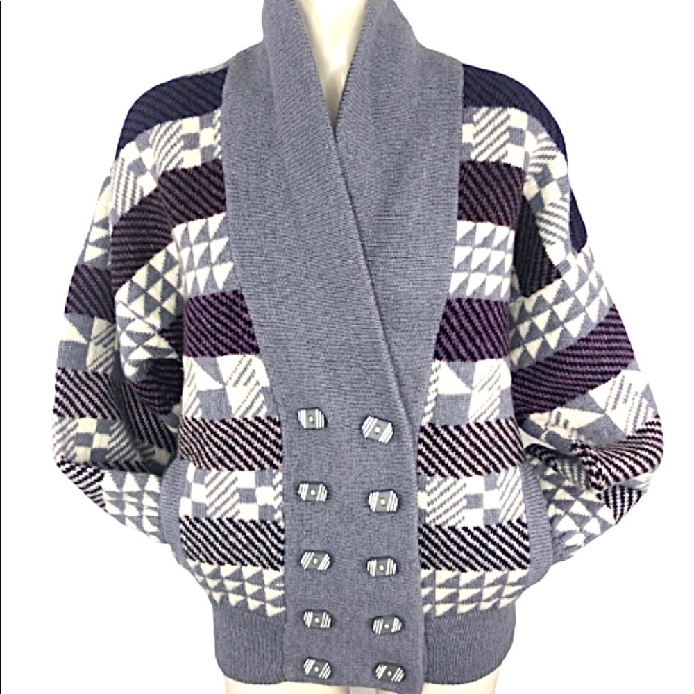 VINTAGE KOTKI DWA KNIT SWEATER handmade COLLECTIBLE button front RETRO CARDIGAN